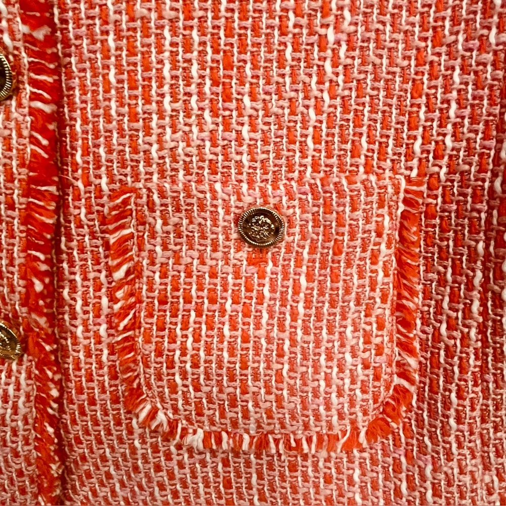NWT Loft Women's Chanel-Style Knit Blazer Sz M Gold Buttons Boxy Fringe Career - Picture 6 of 16